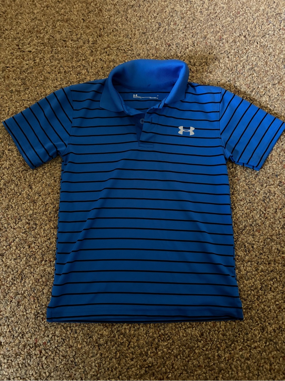 Under Armour Royal Blue Polo with Black Stripes